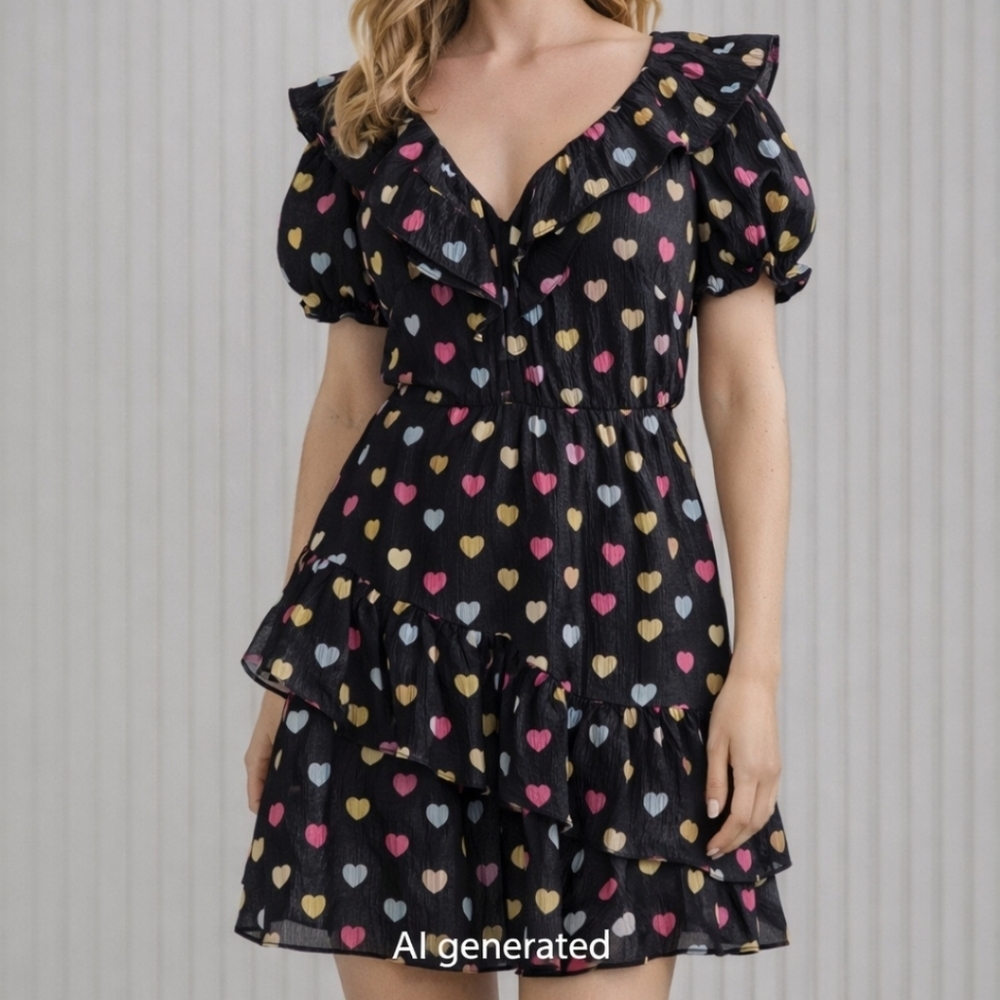 Buddy Love Black Dress with Colorful Hearts